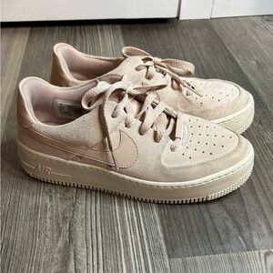 Nike Air Force 1s Light Pink Suede Sneakers